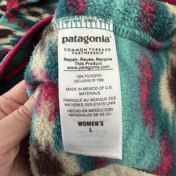 Patagonia Jacket Women’s Large Synchilla Snap T Fleece Southwest Aztec Outdoor - Picture 8 of 10